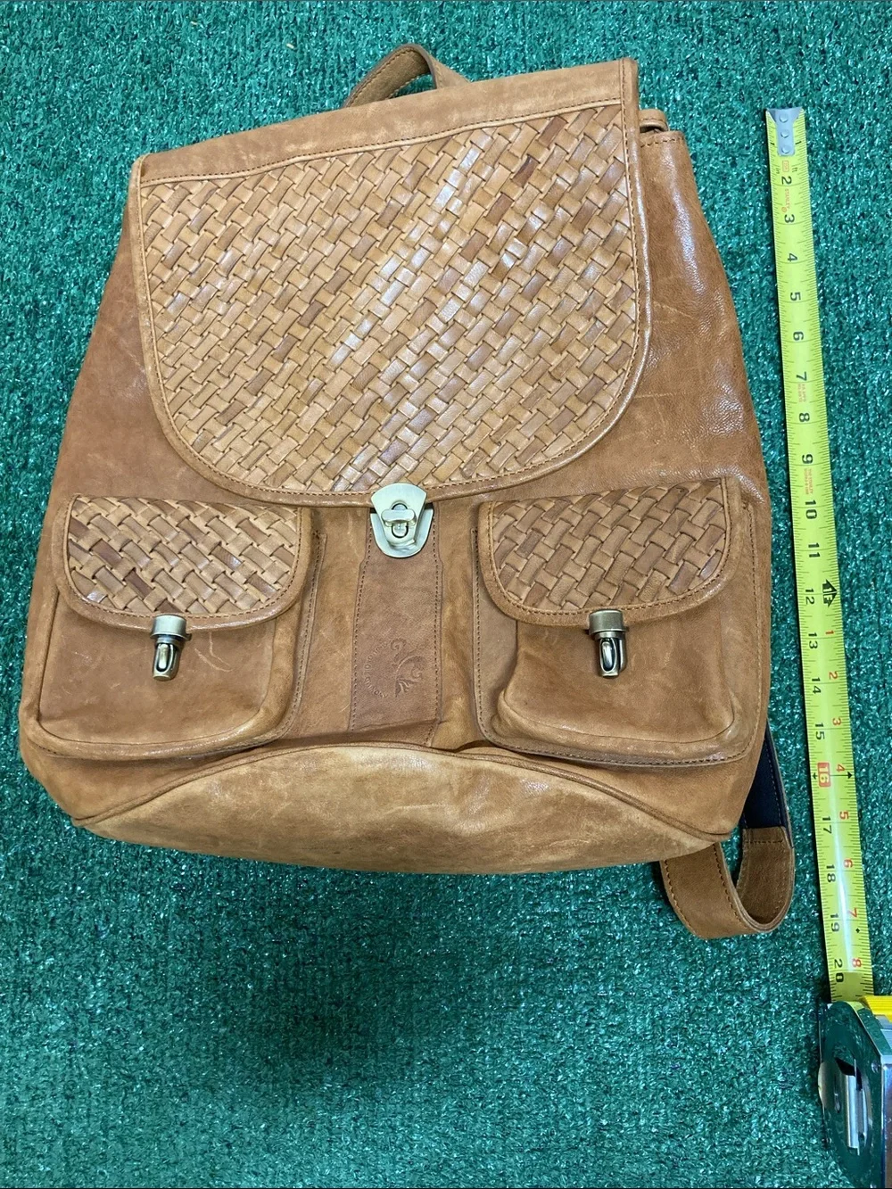 Anonimo Fiorentino Women's Woven Leather Backpack - Tan (OKPM-09-031)